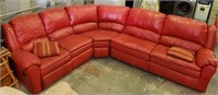 Beautiful Red Pleather Dual Recliner Sectional