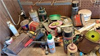Contents of bench top, miscellaneous tools and