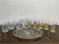 Serving Tray   Vintage Glasses. Disney Cups