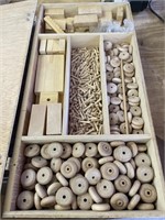 Wooden Case w/ wood toy wheels and axel