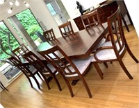 Dining Table, Two Leaves & Eight Chairs