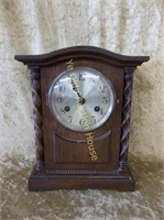 Oak Barley Twist Mantle Clock
