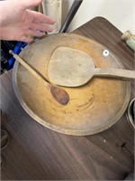 ANTIQUE WOODEN BOWL  &  SPOONS