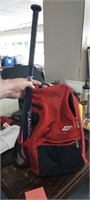 BAT BAG WITH BAT, GLOVE, AND HELMET, GENTLY USED