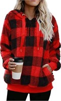 Small size Women's Plaid Sherpa Fleece Zip