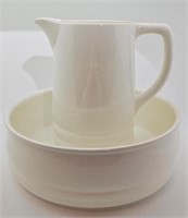 White Pottery Pitcher & Basin Set