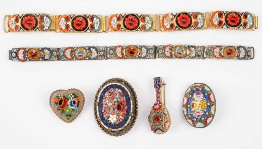 6 Pieces of Italian Micromosaic Jewelry.