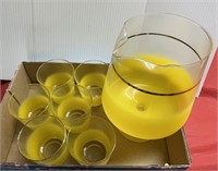 Mid Century frosted yellow beverage set