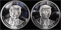 (2) 1 OZ .999 SILVER DONALD TRUMP ROUNDS