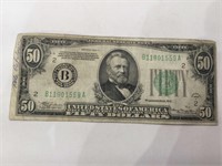 1934-A $50 Note - uneven margins