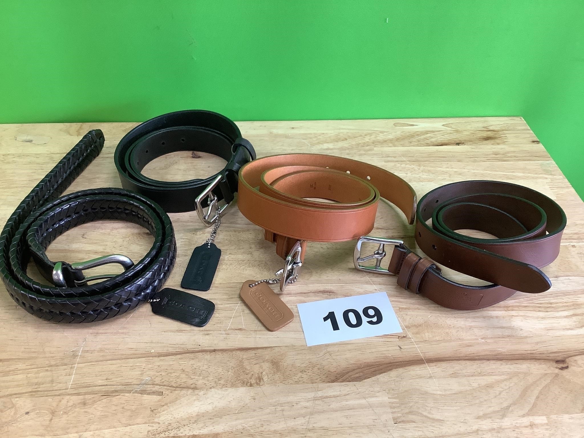 Leather Coach Belts lot of 4