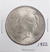 Coin 1922 Peace Silver Dollar Brilliant Unc.