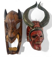 (2) Wooden Diablo Dance Masks