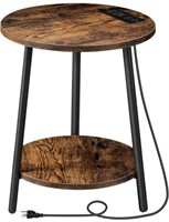 2 TIER ROUND END TABLE WITH CHARGING STATION