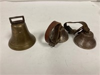 Brass sleigh bell and small animal bells