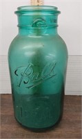 Vintage Ball Ideal green glass jar. No lid. 9in