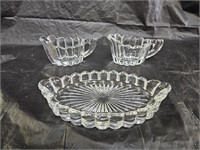 Heisey Cream Pitchers and Spoon Tray