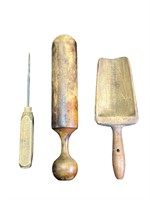 3 Antique Wooden Items
