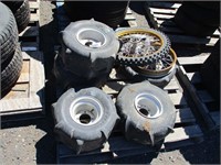 (4) ATV Paddle Tires on Alloy Rims &(2) Motorcycle