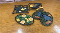 Lot of Cast Iron Trivets. 2 Chicken/Roosters,