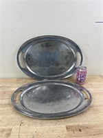 Two metal serving trays