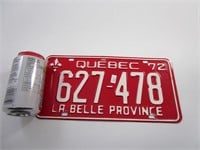 Plaque vintage Québec 1972