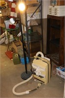table,kenmore sweeper,floor lamp & misc items