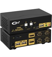 CKL HDMI KVM 2 Port 4K Dual Monitor Extended Di...
