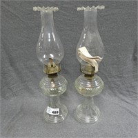 Pair of Portugal Glass Oil Lamps