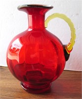 Vintage Red Pitcher w/Amber Handle