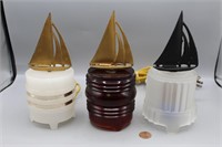 3 Vtg. Re-purposed Sailboat Signal Lantern Lamps