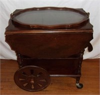 1950's Walnut tea wagon.