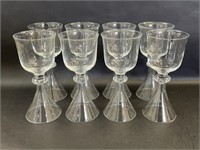 8 Clear Crystal Wine Glasses