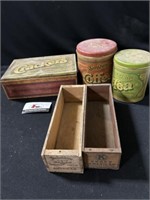 Vintage tin  canisters , cheese boxes