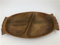 MCM Walnut Wood Snack Dish 14x7.5"