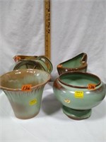 Frankoma pottery 4 pc's,pitcher chipped