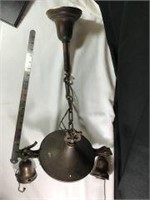 Victorian Two Arm Brass Chandelier
