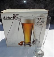 New Libbey glass box of 6 giant beer-pilsner