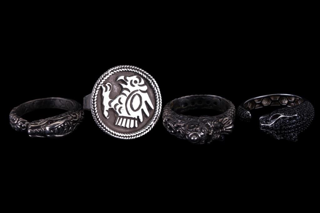 Four Sterling Figural & Collectible Rings