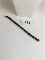 SILVER 925 BRACELET WITH BROWN STONES 8"