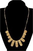 ETRUSCAN STYLE WORKED 14KT GOLD BIB NECKLACE