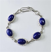 Sterling Silver Natural Lapis Lazuli Bracelet