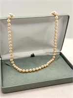 Estate Pearl Necklace , hand knotted,
