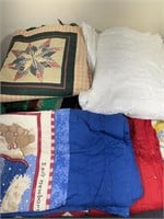 Afghans, Holiday small quilts, curtains , and more