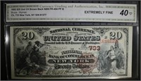 1882 $20 2nd CH BROWN BACK NATIONAL CURRENCY
