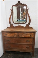 Vintage Oak Dresser w/ Serpentine Front