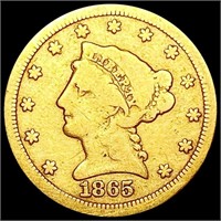 1865-S $2.50 Gold Quarter Eagle LIGHTLY