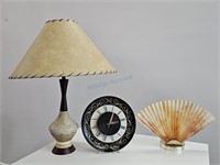 Chalkware Table Lamp + Herold Clock + Fan Lamp