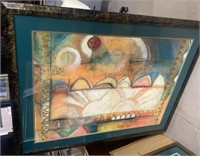 Gorgeous framed wall art teal gold red