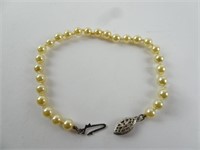 7.5" Faux Pearl Bracelet with Sterling Silver